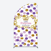 Lofaris Purple Dots Glitter Princess Baby Shower Half Moon Arch Backdrop